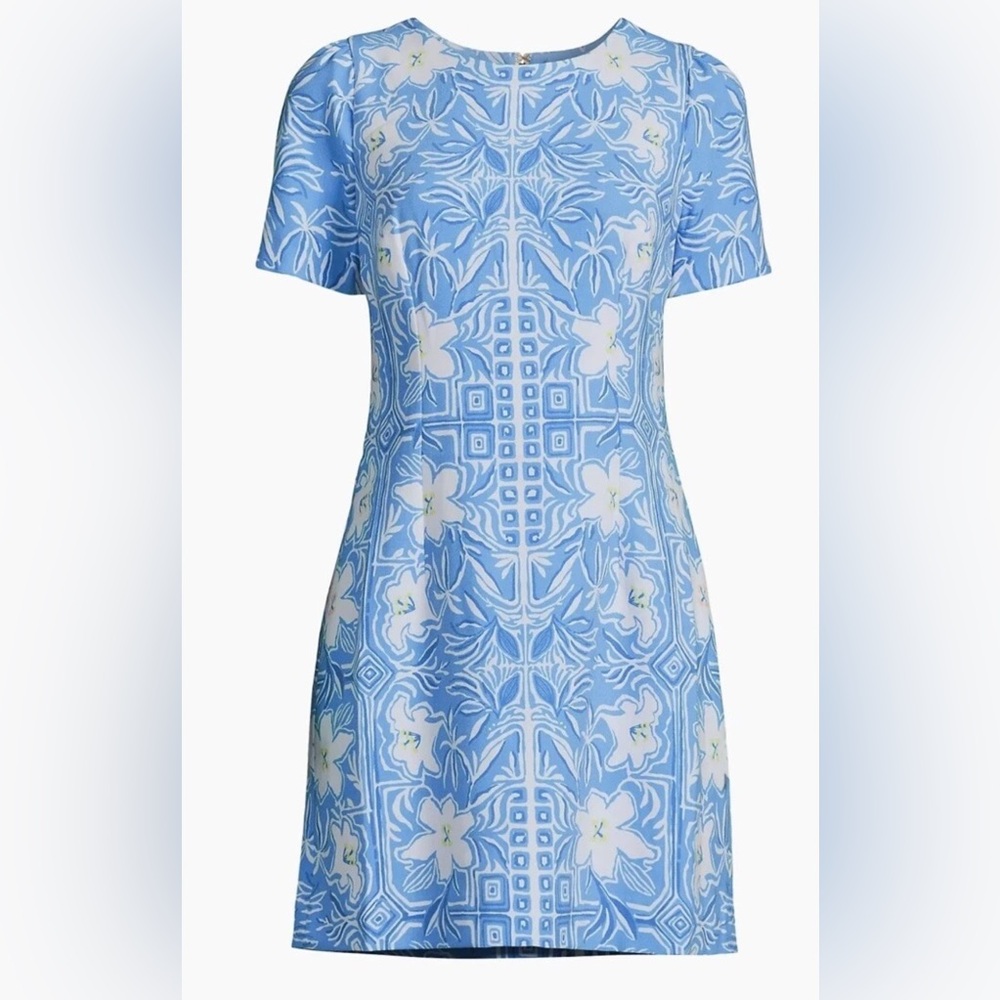 LILLY PULITZER Dixey Shift Dress Lunar Blue My Flutter Preppy Size 0 Coastal